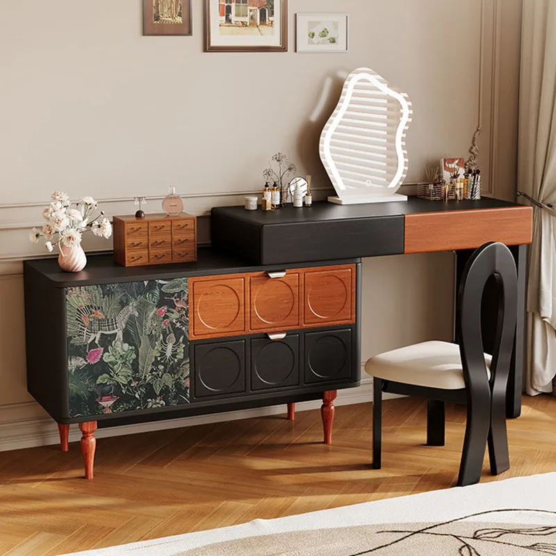 Big Size Wooden Vanity Table Makeup Bedroom Vintage Professional Dressing Table Nordic Comoda Pra Quarto Lounge Suite Furniture