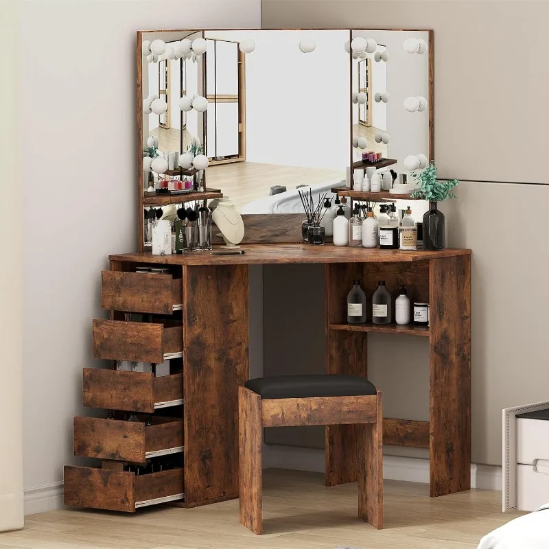 Wooden Room Decor Vanity Table Vintage Professional Makeup Organizer Dressing Table Shelf Comoda Pra Quarto Unique Furniture