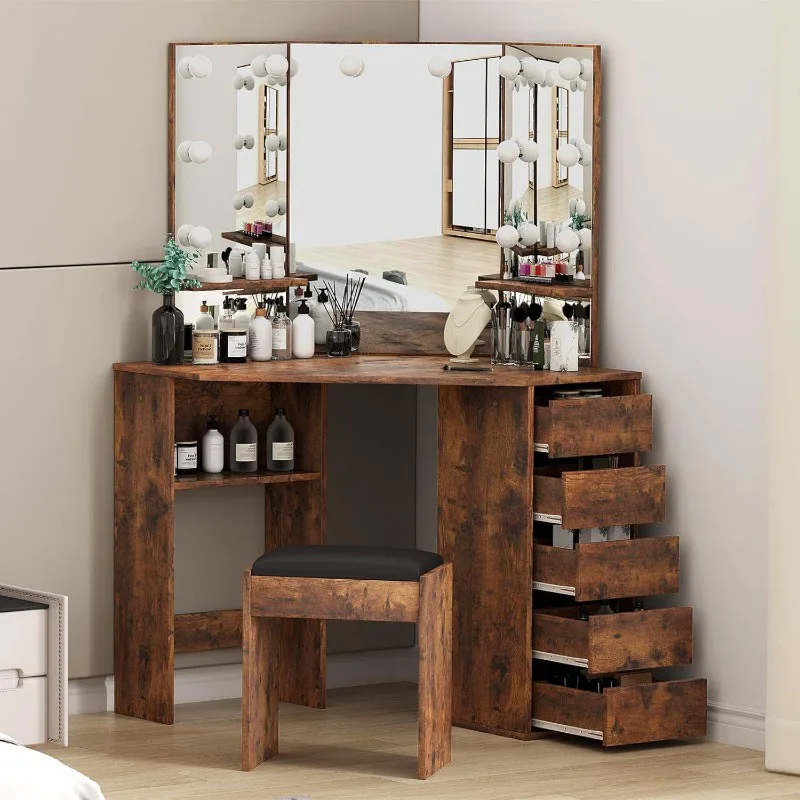 Wooden Room Decor Vanity Table Vintage Professional Makeup Organizer Dressing Table Shelf Comoda Pra Quarto Unique Furniture