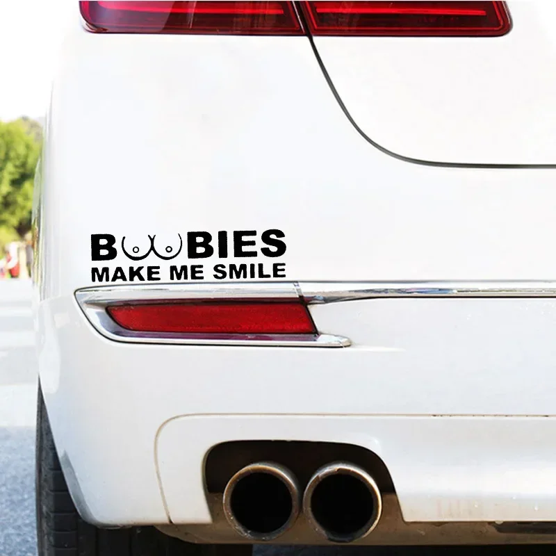 BOOBIES Make Me Smile Car Sticker Auto Body Bumper Windows Motorcycle Laptop Walls Vinyl Film Funny Decal Car Tuning Accessories