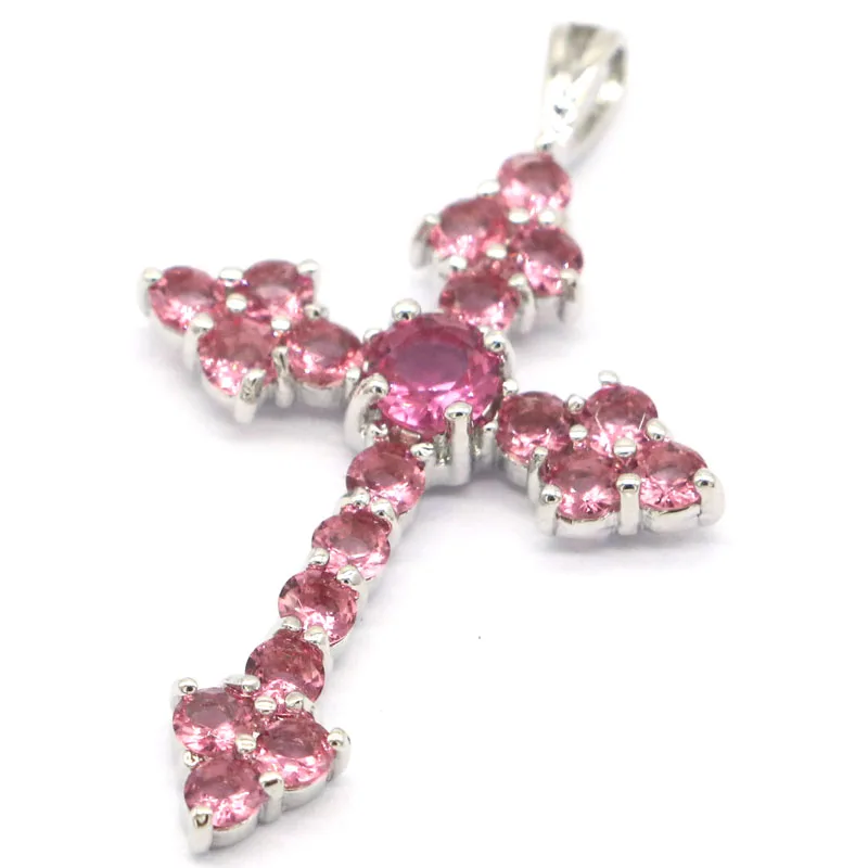 Buy 4 Get 1 Free 40x24mm Multiu Color Long Cross London Blue Topaz Pink Tourmaline Kunzite London Blue Topaz Silver Pendant