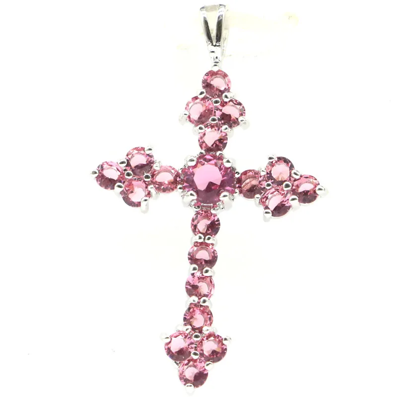 Buy 4 Get 1 Free 40x24mm Multiu Color Long Cross London Blue Topaz Pink Tourmaline Kunzite London Blue Topaz Silver Pendant