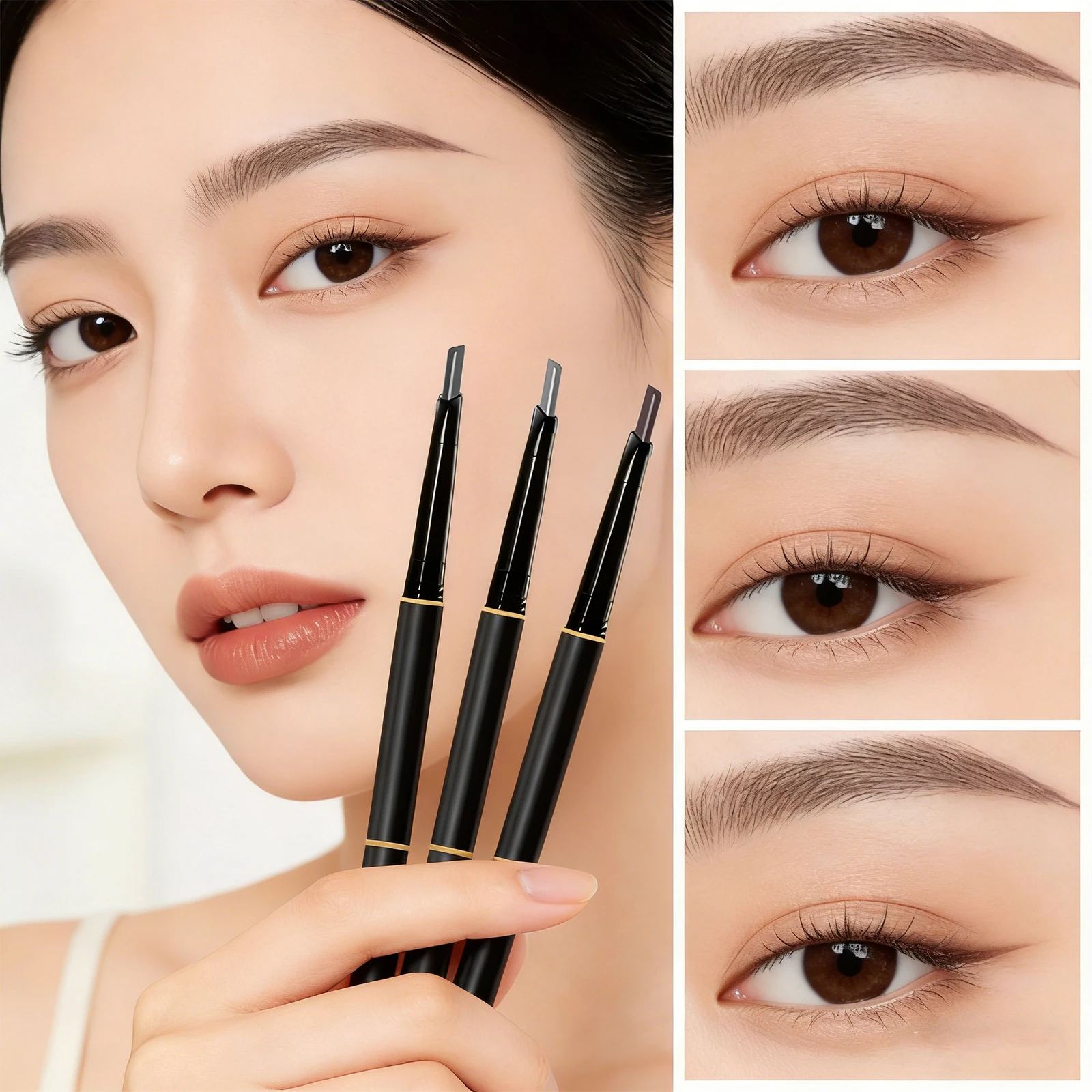 2 In1 Eyebrow Pencil Long Lasting Double-Headed Eyebrow Pencil 3 Colors Waterproof Anti-Smudged Makeup for Women Cosmetics