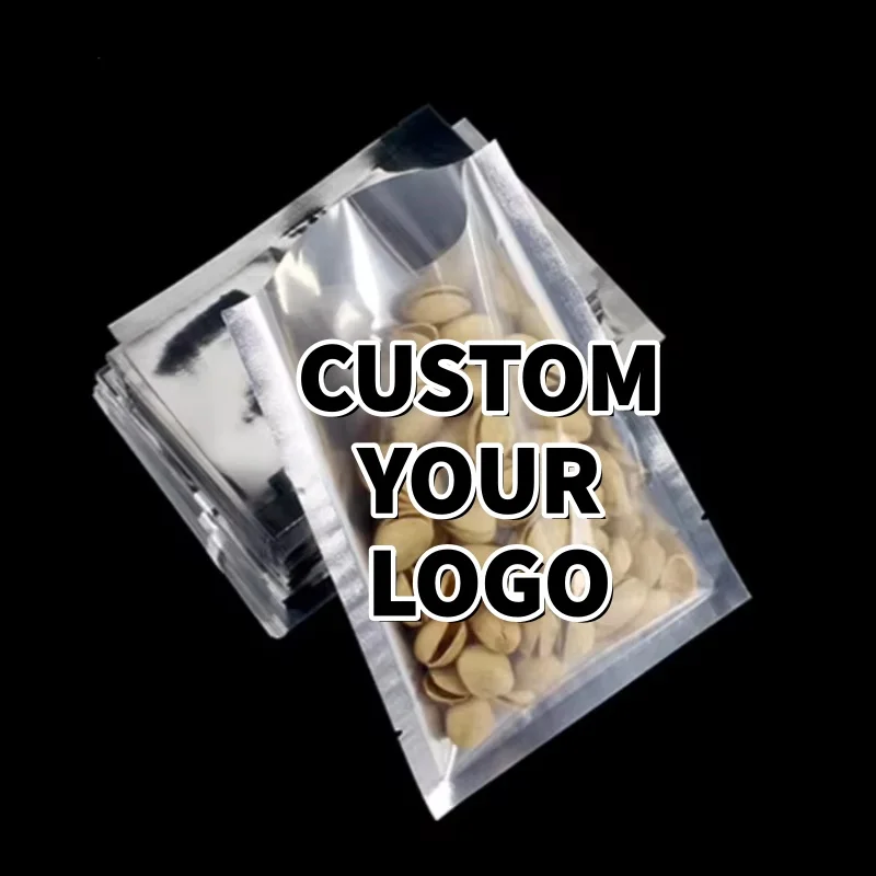 100 Pack Silver Glossy Flat Pouches - Clear Front Window Bags for Vacuum Sealing Coffee, Chocolate, Meat, Snacks & Dry Foods