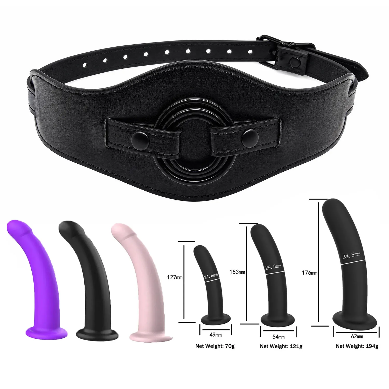 Silicone Dildo Strap On Set - Adjustable Harness with Multiple Sizes for Couples Pegging Play