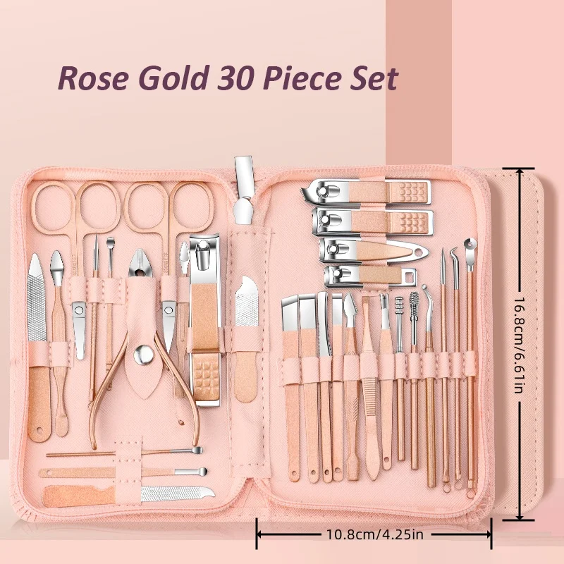30 in 1 Manicure Set Nail Clipper Set Nail Kit for Women Men Stainless Steel Manicure Kit Professional with Travel Case Multiple