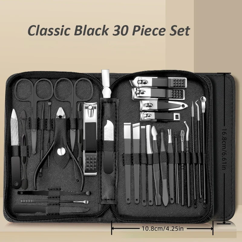 30 in 1 Manicure Set Nail Clipper Set Nail Kit for Women Men Stainless Steel Manicure Kit Professional with Travel Case Multiple