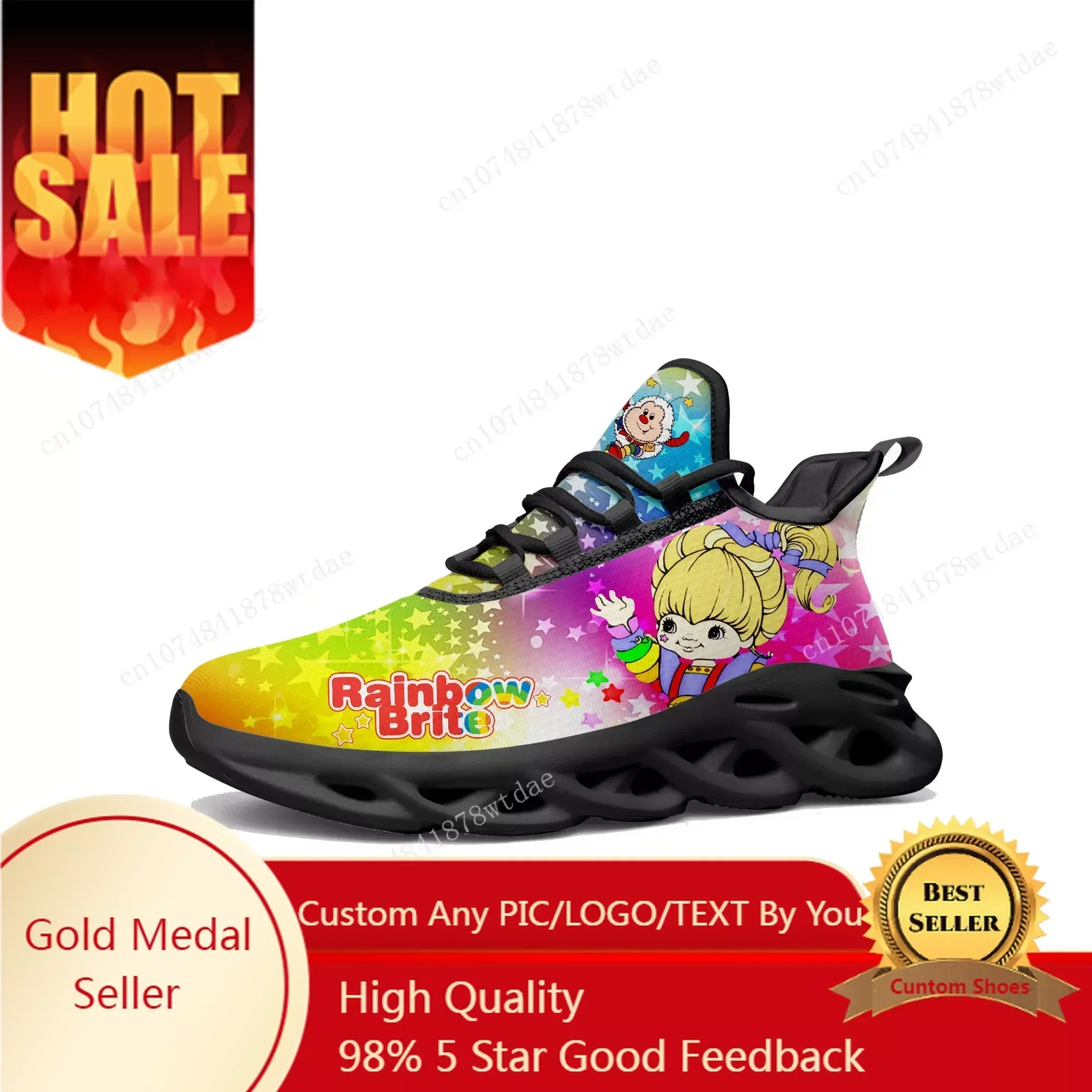 Brite Flats Sneakers Mens Womens Sports Running Shoes High Quality Rainbow Cute Anime Custom Lace Up Mesh Footwear