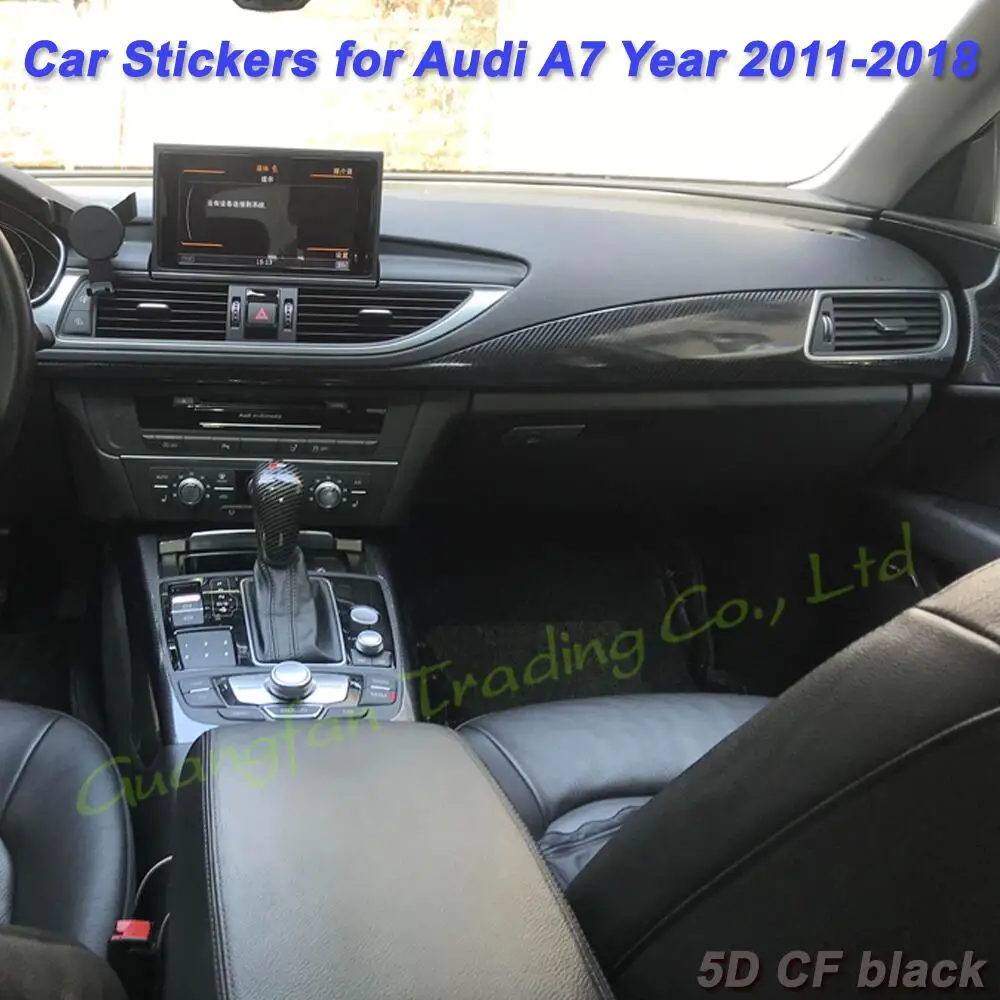 For Audi A7 2011-2018 3D/5D Carbon Fiber Car Interior Trim Cover Center Console Color Stickers Decals Parts Product Accessories