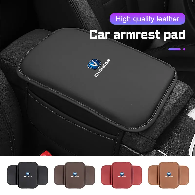 Leather Car Armrest Pad For Changan UNI-K CS35 CX70 CS85 CS55 CS75 CS15 F70  Car Center Console Protector Cover Auto Accessories