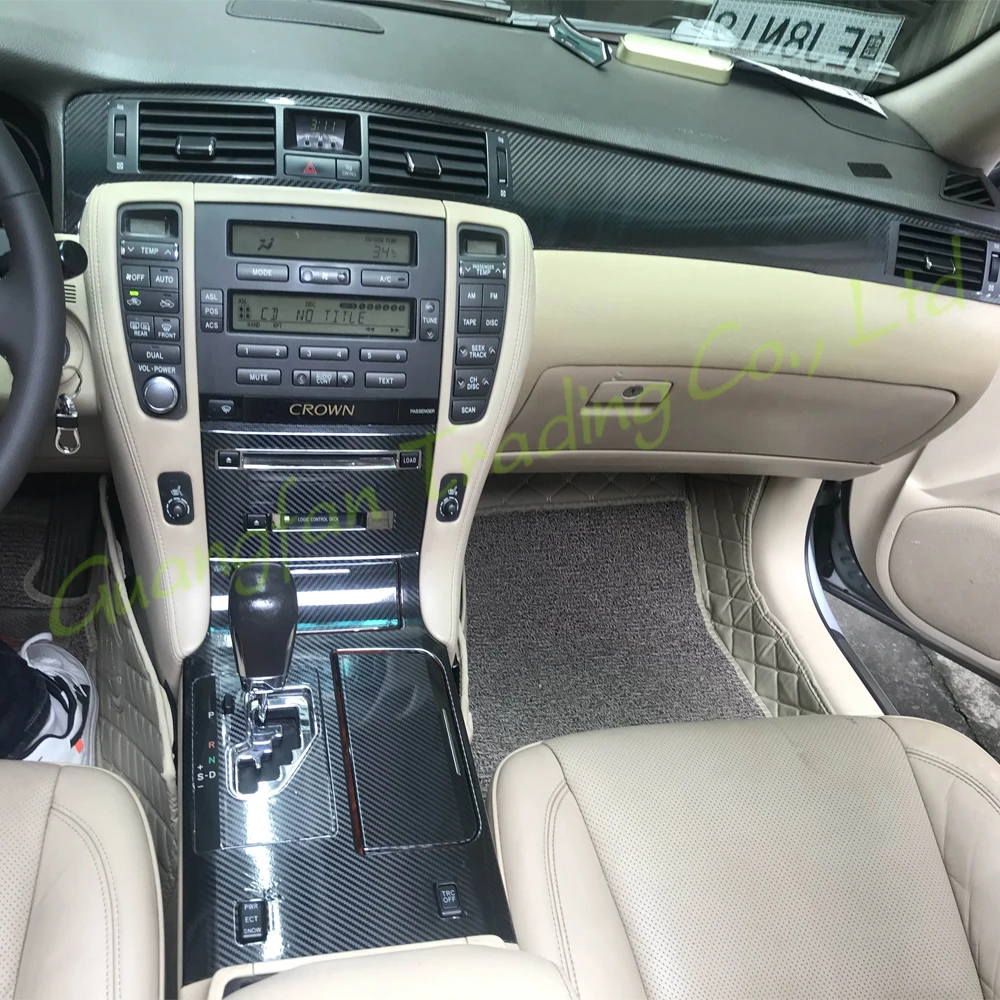 Car-Styling 5D3D Carbon Fiber Car Interior Center Console Cover Color Change Molding Stickers Decals  For Toyota Crown 2006-2009