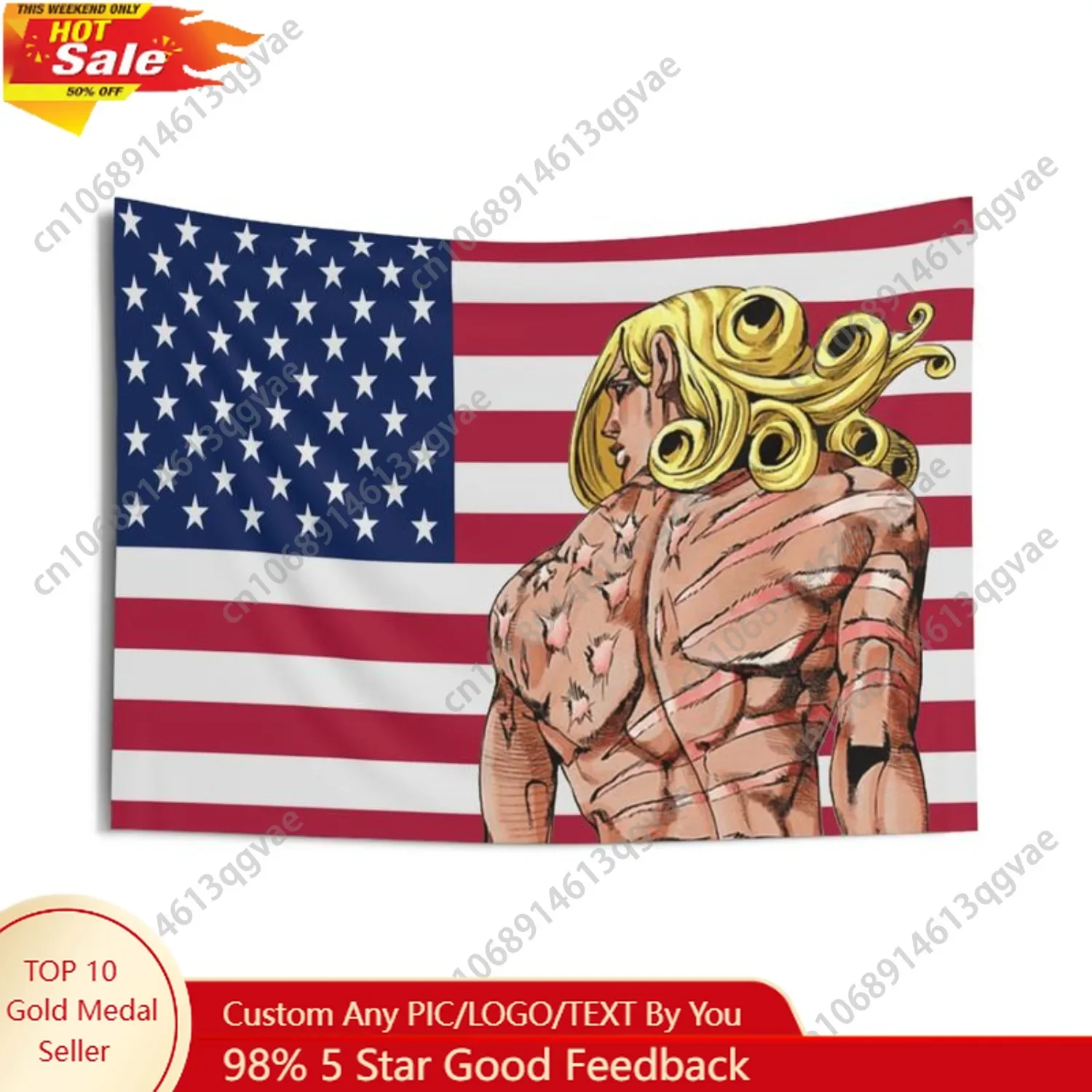 Aesthetic Anime Tapestry Flag D4C JJBA USA Wall Hanging Jojos Anime Meme Decor Indoor Room Art Gift Flags Custom Decoration