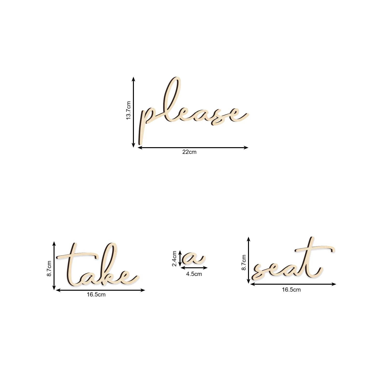 Wooden "Please Take a Seat" Bathroom Sign Set - 4-Piece Rustic Wall Decor with Cursive Lettering for Above Toilet