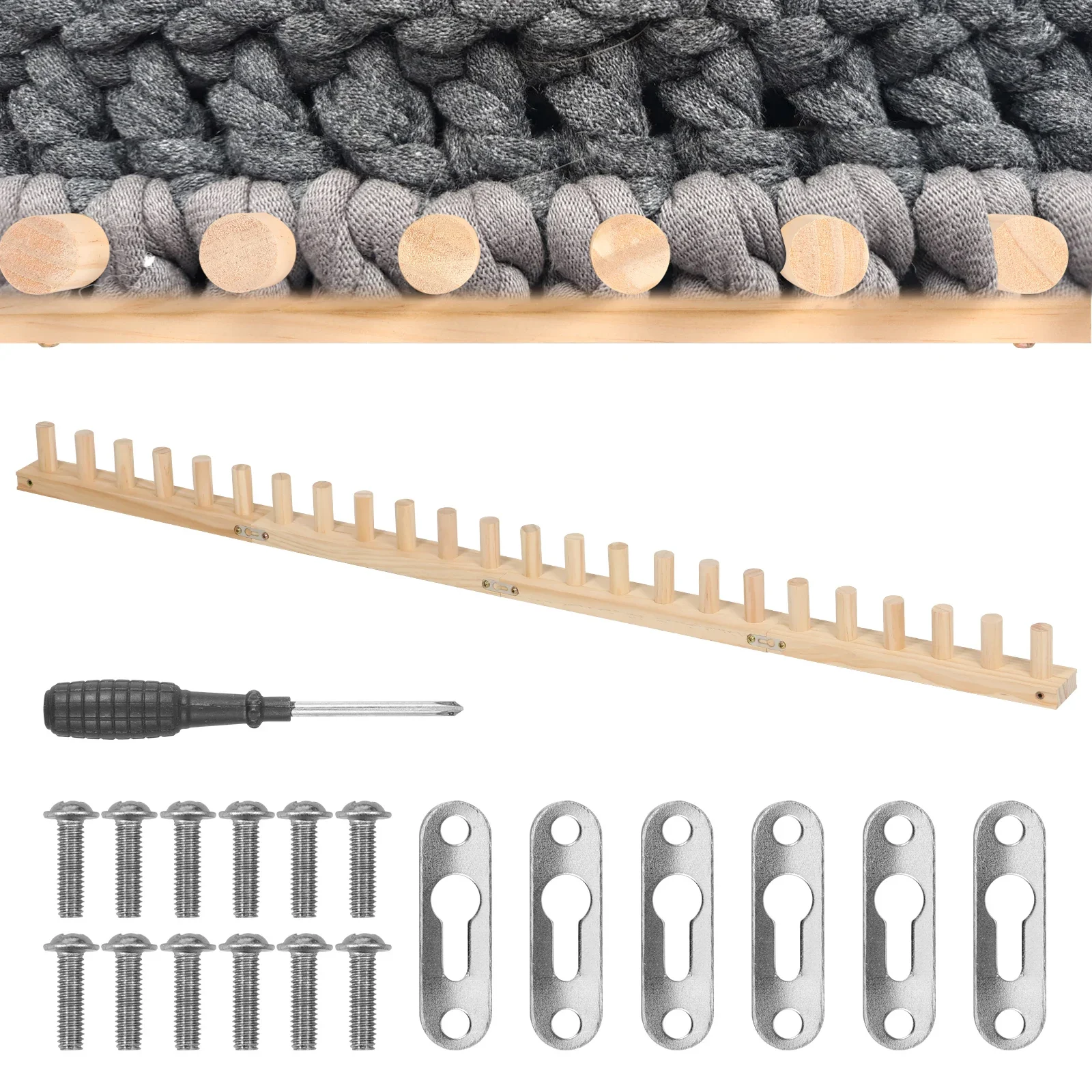 46/47inch Chunky Knitting Blanket Machine Foldable Wooden Chunky Weaving Frame DIY Hand Knitting Tool for Beginners Crafts