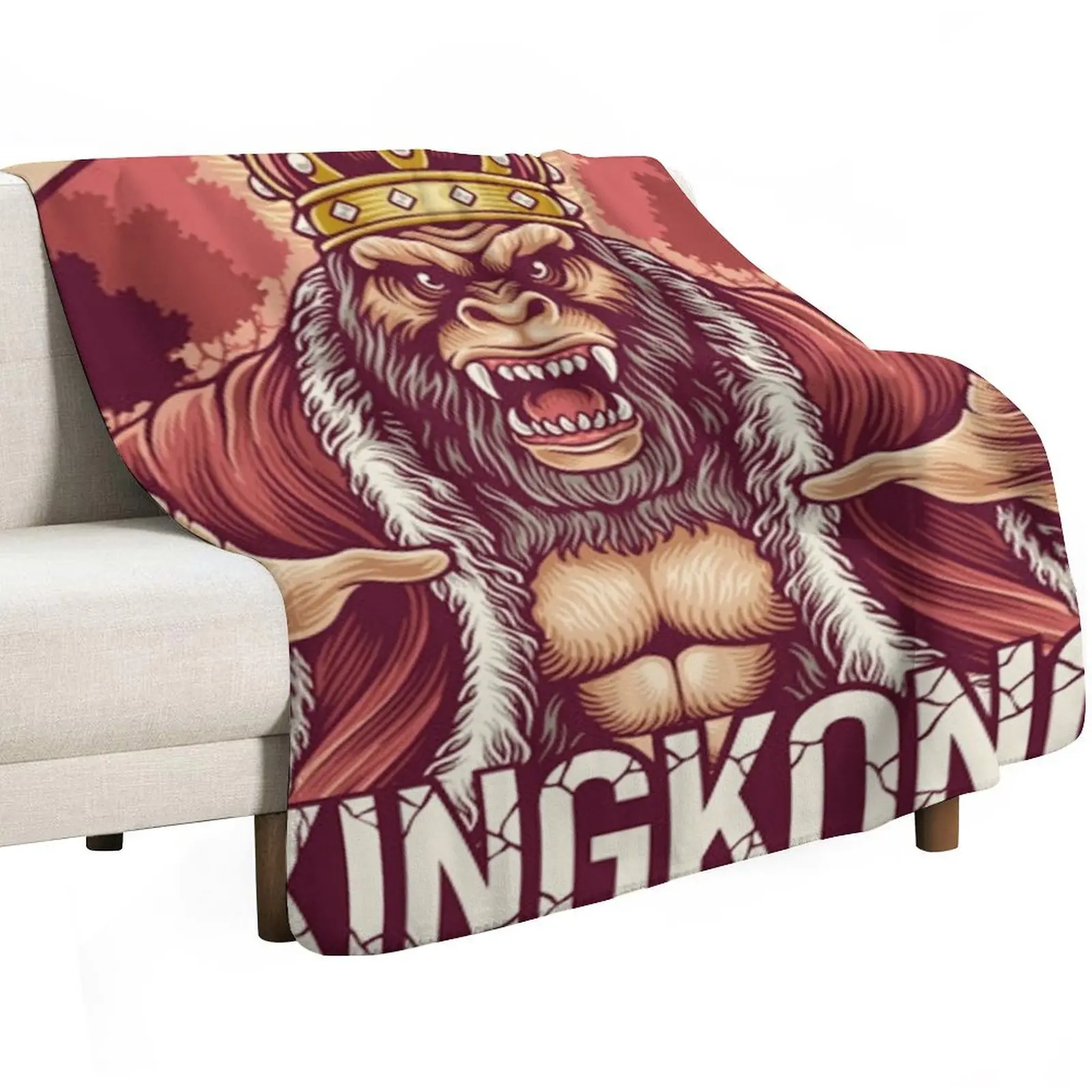 King kong character Throw Blanket Machine Washable Soft Warm Blanket