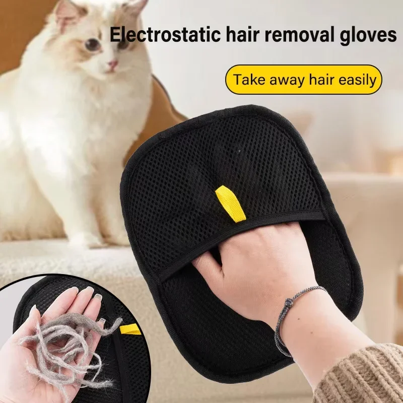 Pet Hair Removal Tool Reusable Static Removal Gloves, Double-Sided Grooming Gloves for Pets, Removes Pet Fur Hair for Carpets