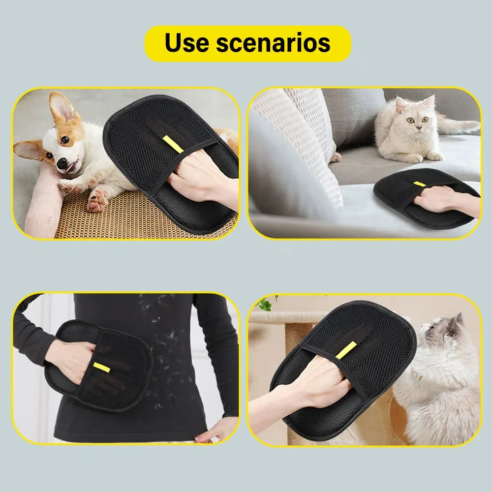 Pet Hair Removal Tool Reusable Static Removal Gloves, Double-Sided Grooming Gloves for Pets, Removes Pet Fur Hair for Carpets