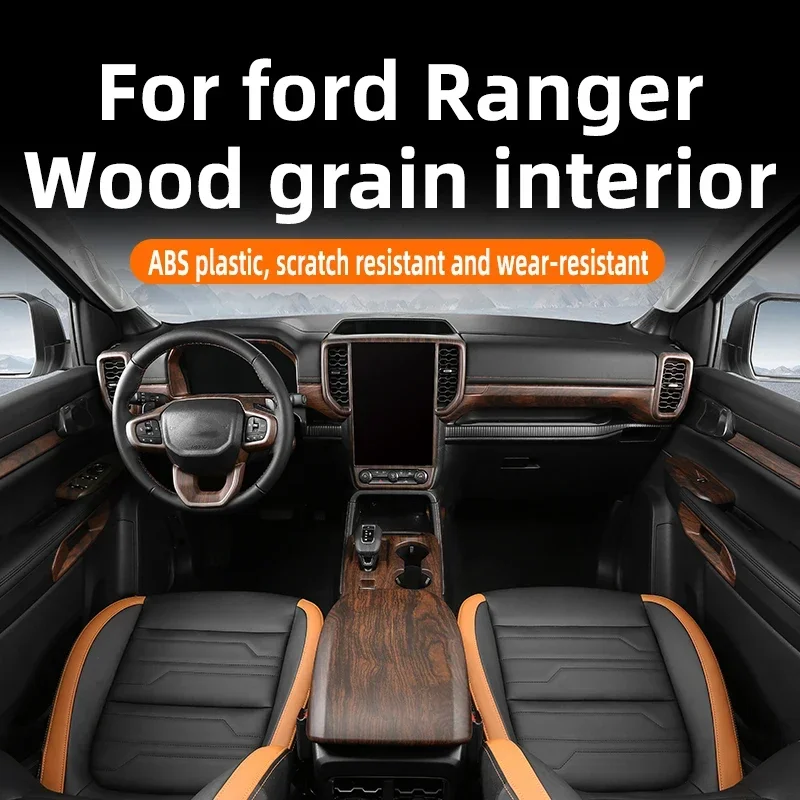 Wood Grain Interior Protection Fit for Ford Ranger Wildtrak Everest 2024 2025 2026 Central Control Air Outlet Inner Decoration