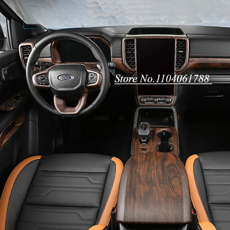 Wood Grain Interior Protection Fit for Ford Ranger Wildtrak Everest 2024 2025 2026 Central Control Air Outlet Inner Decoration