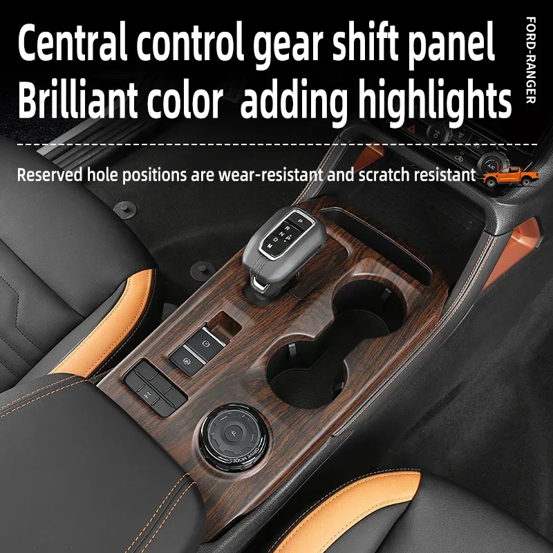 Wood Grain Interior Protection Fit for Ford Ranger Wildtrak Everest 2024 2025 2026 Central Control Air Outlet Inner Decoration