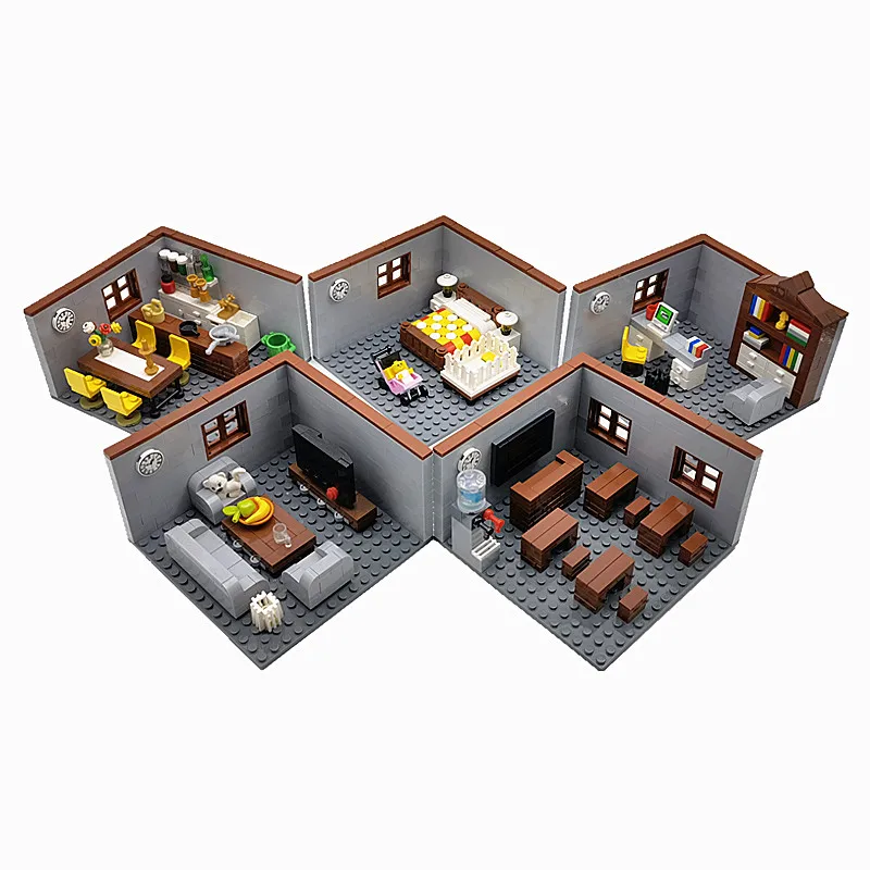 Compatible Classic City Blocks House Furniture MOC for Kids DIY Toys Bathroom Toilet Hand Basin WC Closestool Building Bricks