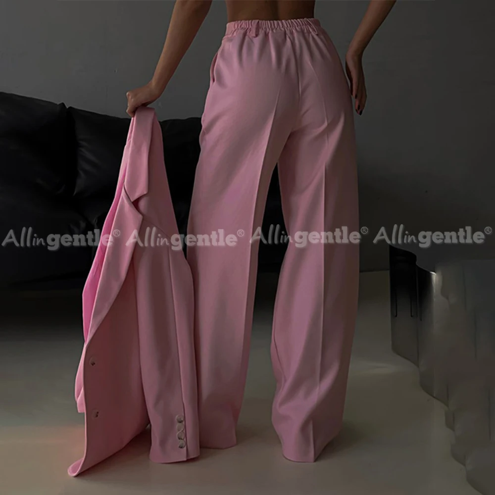 Allingentle Customized Women's Fashion Suit 2 Piece Set Loose Fit Single-Breasted Party Outfits for Casual and Formal Events