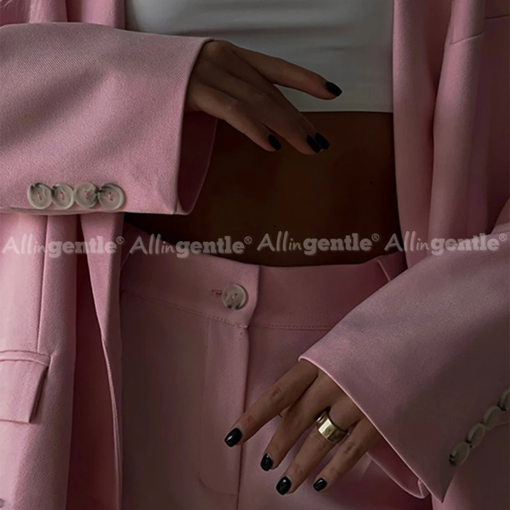 Allingentle Customized Women's Fashion Suit 2 Piece Set Loose Fit Single-Breasted Party Outfits for Casual and Formal Events