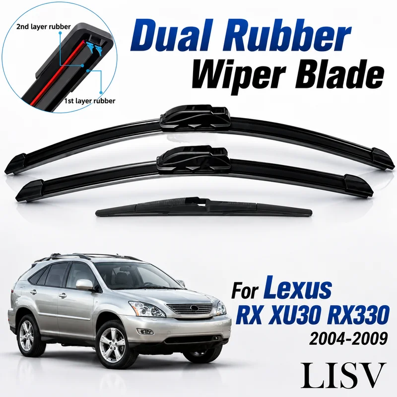 For Lexus RX XU30 RX330 2004-2009 Front Rear Wiper Blades Set Window Brushes Windscreen Car Accessories Cleaners
