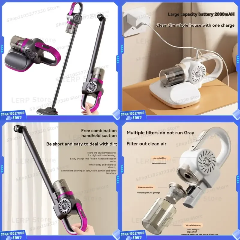 4 in 1 Cordless Car Vacuum Cleaner Portable Handheld Wireless Mini for Home Office Pet Cleaning Powerful Suction Device