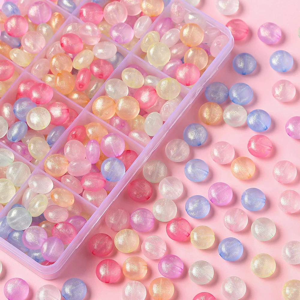 50pcs 10.5mm Shiny Color Beads Round Acrylic Loose Spacer Beads For Jewelry Making DIY Bracelet Necklace Accessories Supplies