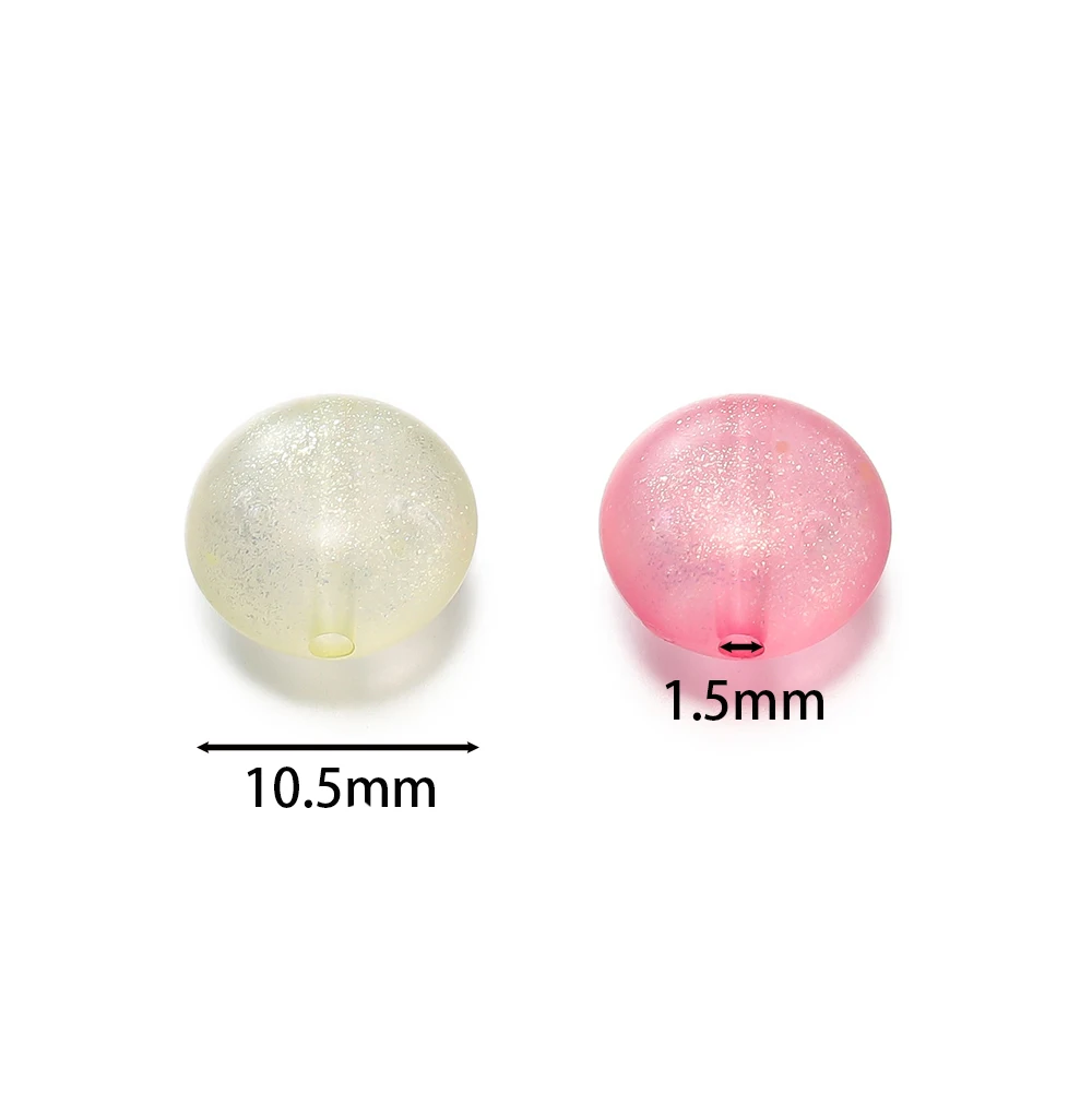 50pcs 10.5mm Shiny Color Beads Round Acrylic Loose Spacer Beads For Jewelry Making DIY Bracelet Necklace Accessories Supplies
