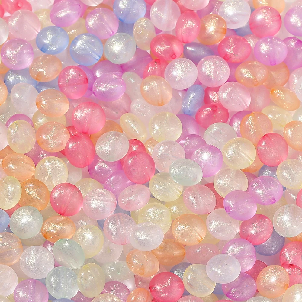 50pcs 10.5mm Shiny Color Beads Round Acrylic Loose Spacer Beads For Jewelry Making DIY Bracelet Necklace Accessories Supplies