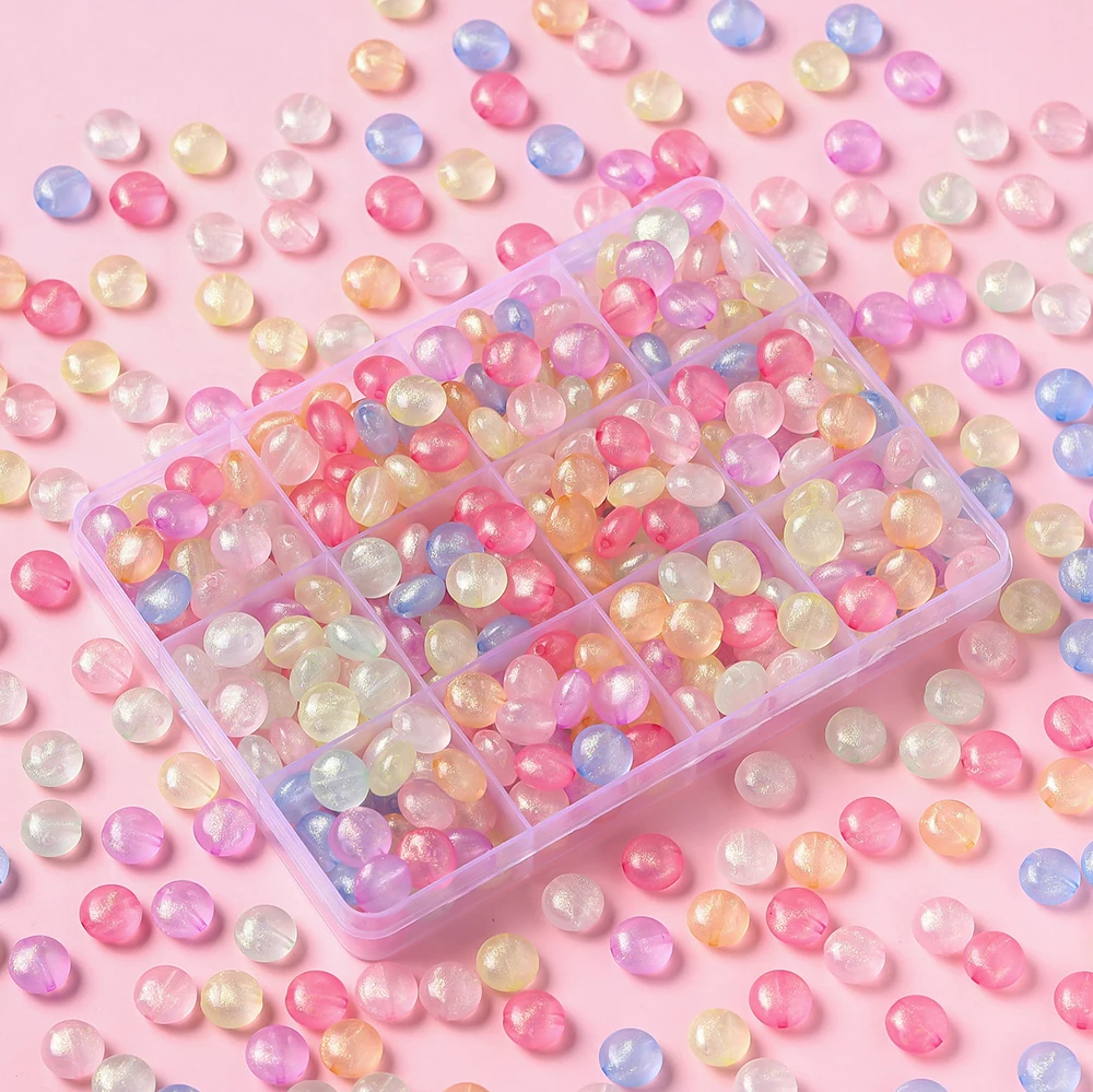 50pcs 10.5mm Shiny Color Beads Round Acrylic Loose Spacer Beads For Jewelry Making DIY Bracelet Necklace Accessories Supplies