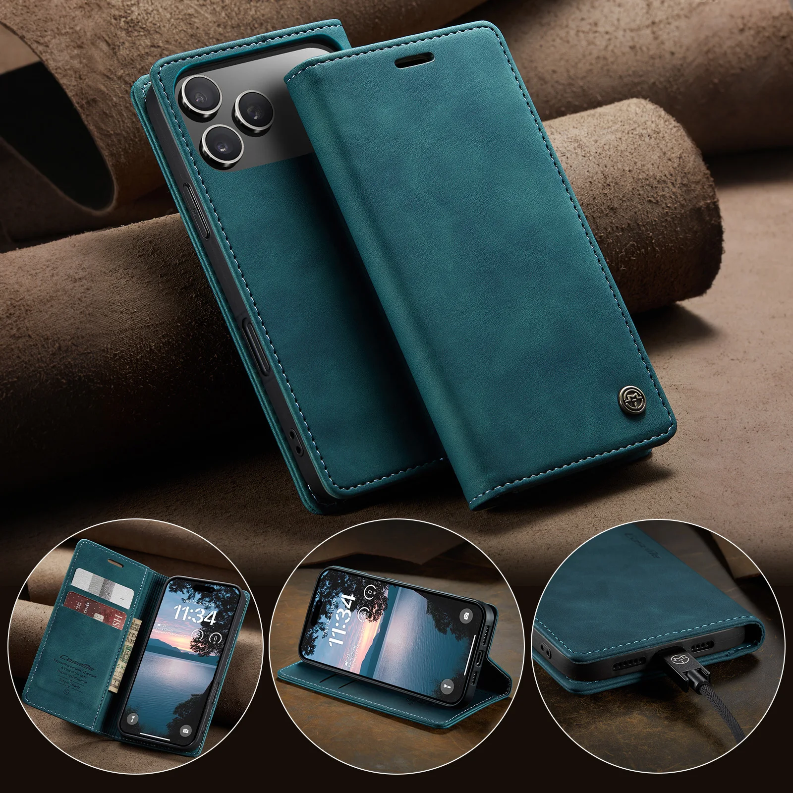 CaseMe-013 Wallet Phone Case For Apple iPhone Air ,17 ,17 Pro ,17 Pro Max Luxury Flip Leather Stand Cover Card Holder Cover