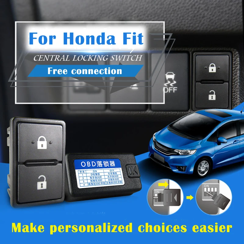 Car OBD Window Door Auto Lock Decoder For Honda Fit Jazz 2014-2020 Lifter Latch Adapter Electronics Accessories