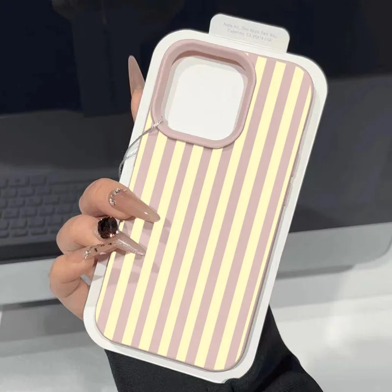 Fashionable Yellow Striped Phone Case For Xiaomi Redmi 14 Pro Plus 5G 13 12 11 10 Redmi 15C 14C 13C 4G Minimalist Soft TPU Cover