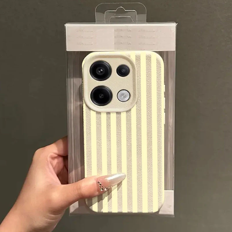 Fashionable Yellow Striped Phone Case For Xiaomi Redmi 14 Pro Plus 5G 13 12 11 10 Redmi 15C 14C 13C 4G Minimalist Soft TPU Cover