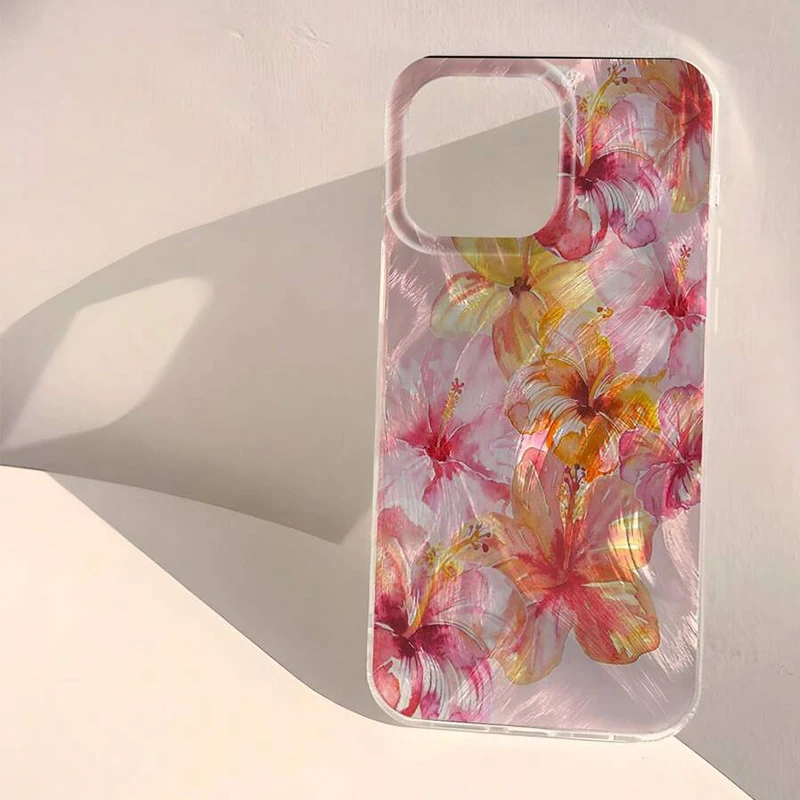 INS Style Summer Pink Hawaiian Floral Pattern Phone Case For Xiaomi Redmi Note 14 Pro Plus 5G 14 13 12 11 10 Redmi 14C 13C Cover