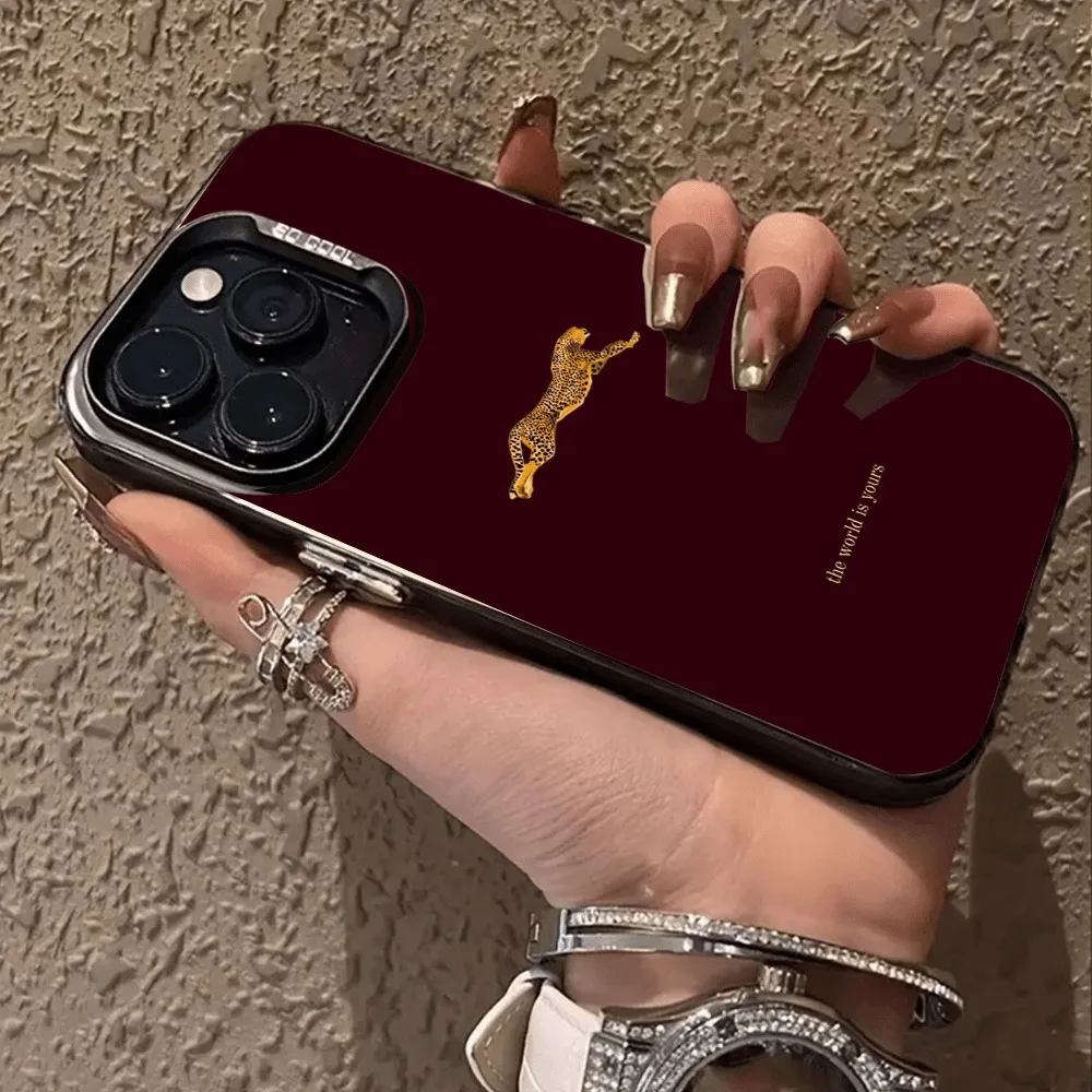 Cute And Stylish Leopard Print Wine Red Patterned Phone Case For Xiaomi Redmi Note 14 13 12 Pro Plus 5G 11 10 15C 14C 13C Cover