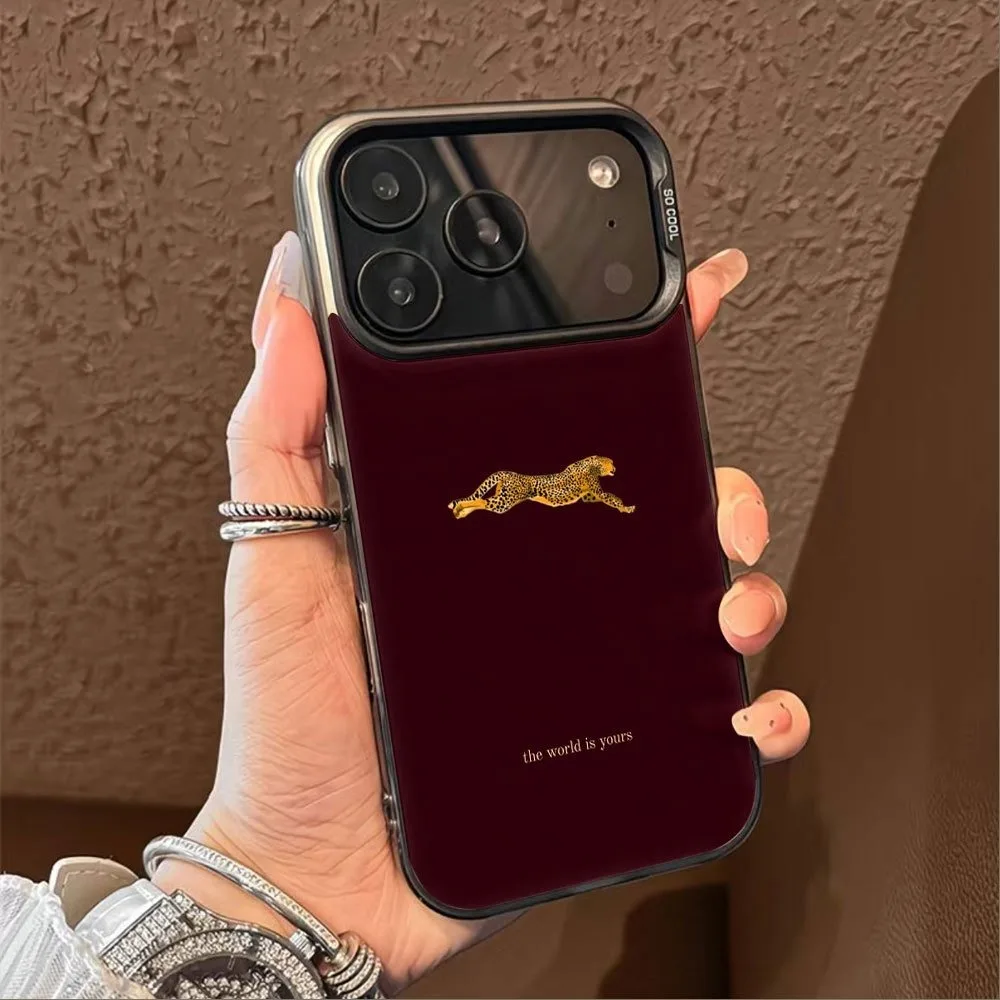 Cute And Stylish Leopard Print Wine Red Patterned Phone Case For Xiaomi Redmi Note 14 13 12 Pro Plus 5G 11 10 15C 14C 13C Cover