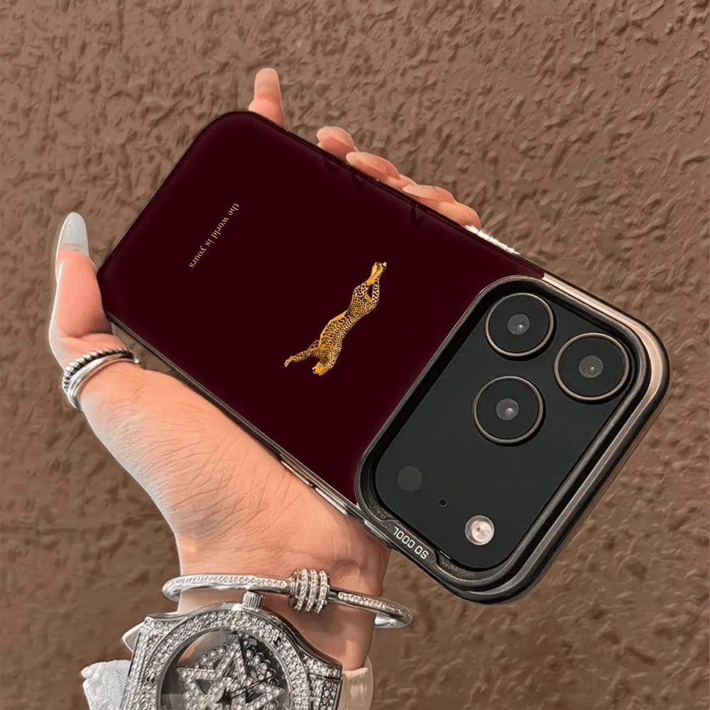 Cute And Stylish Leopard Print Wine Red Patterned Phone Case For Xiaomi Redmi Note 14 13 12 Pro Plus 5G 11 10 15C 14C 13C Cover