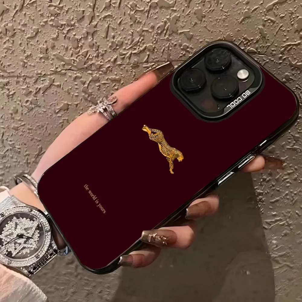 Cute And Stylish Leopard Print Wine Red Patterned Phone Case For Xiaomi Redmi Note 14 13 12 Pro Plus 5G 11 10 15C 14C 13C Cover