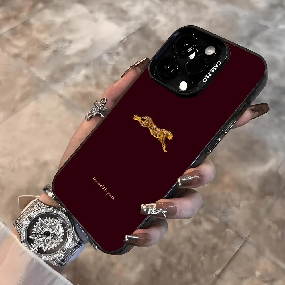 Cute And Stylish Leopard Print Wine Red Patterned Phone Case For Xiaomi Redmi Note 14 13 12 Pro Plus 5G 11 10 15C 14C 13C Cover