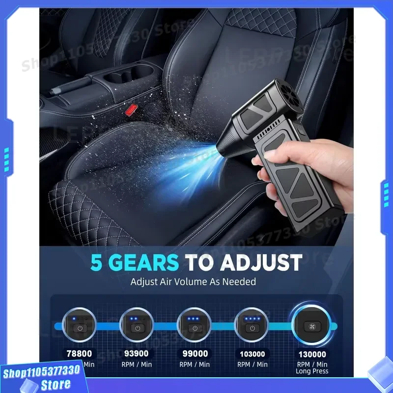 130000RPM Mini Handheld Air Duster Blower High Speed Turbo Jet Fan For Cleaning Keyboard PC Dust Removal Powerful Cordless