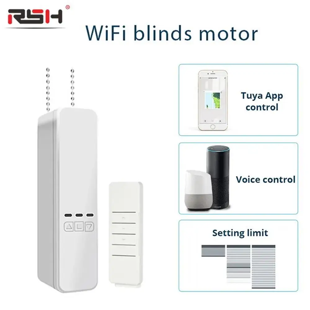 Works with Tuya Smart Curtains Robot Motor Wifi Electric Chain Roller Blinds Shade Shutter Remote Kit Smart Life App Alexa Googl