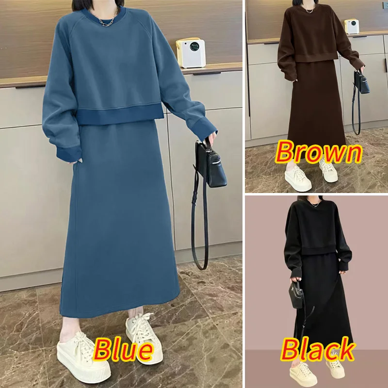 ZANZEA 2026 Fashion Women Dress Sets Casual 2 Piece Sets Long Sleeve Top and High Waist Long Skirt Sets Solid Loose Tracksuits