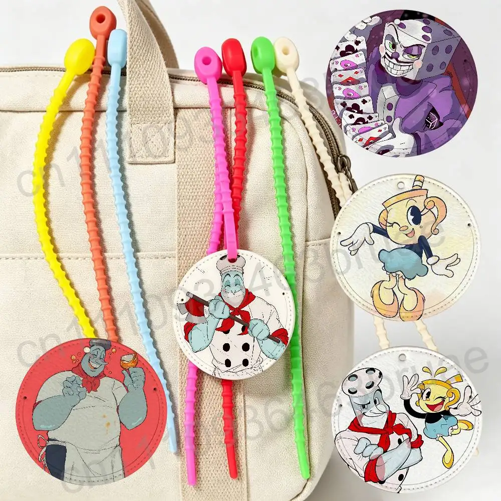 Chef Saltbaker King Dice game Cuphead Antilost Luggage Tag Backpack Pendant Travel Pattern Label  Portable Name Address Plate