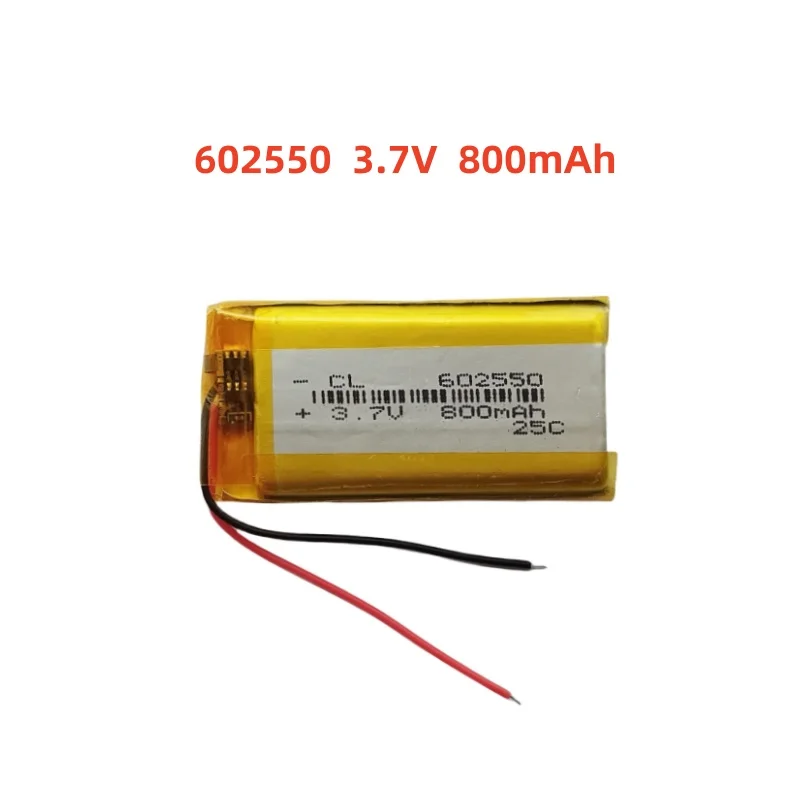 602550  3.7V 800mAh Lithium Polymer Rechargeable Battery Lipo Cell Replace For DVD Bluetooth GPS Wired Microphone Audio Compute