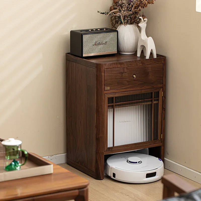 Sweeper Robot Shelf Walnut Sofa Side Cabinet Adapted Narwal significant other Keworth sweep drag small storage cabinet