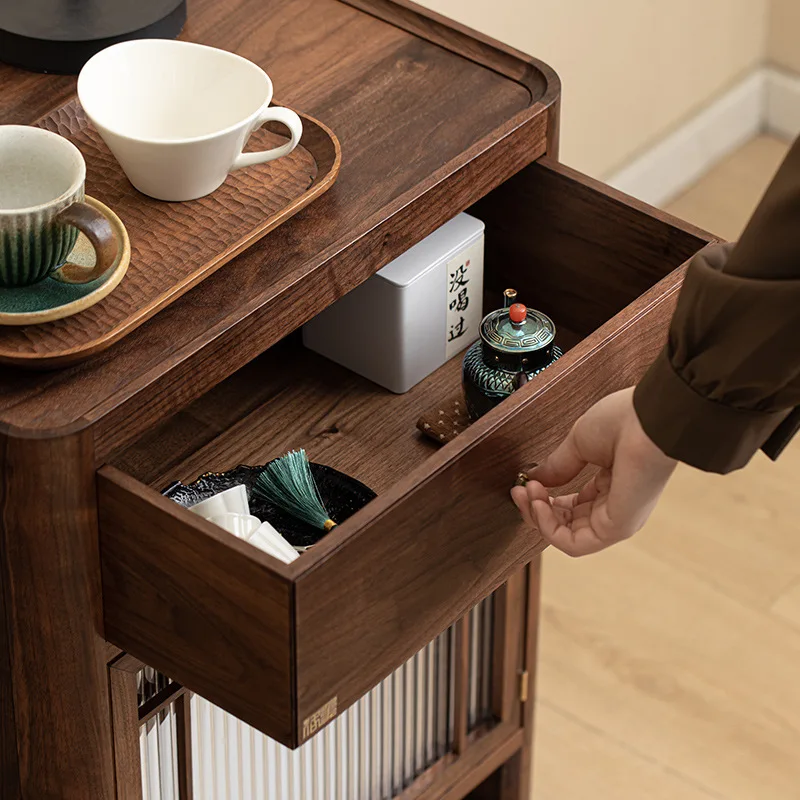 Sweeper Robot Shelf Walnut Sofa Side Cabinet Adapted Narwal significant other Keworth sweep drag small storage cabinet